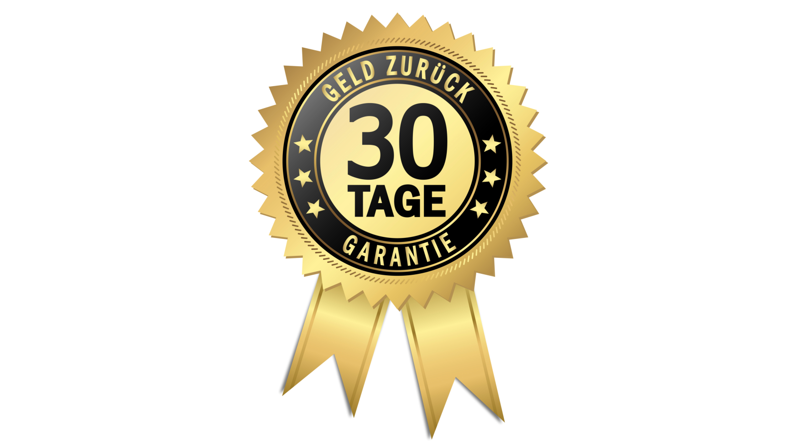 Goldenes Siegel mit dem sichtbaren Text „30 Tage Geld zurück Garantie“